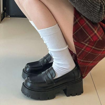 Retro British Style Big Head Platform Small Leather Shoes Summer New Japanese Jk with Skirt Uniform Single Shoes