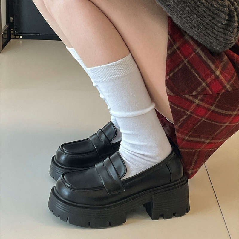 Retro British style big head platform small leather shoes  summer new Japanese jk with skirt uniform single shoes