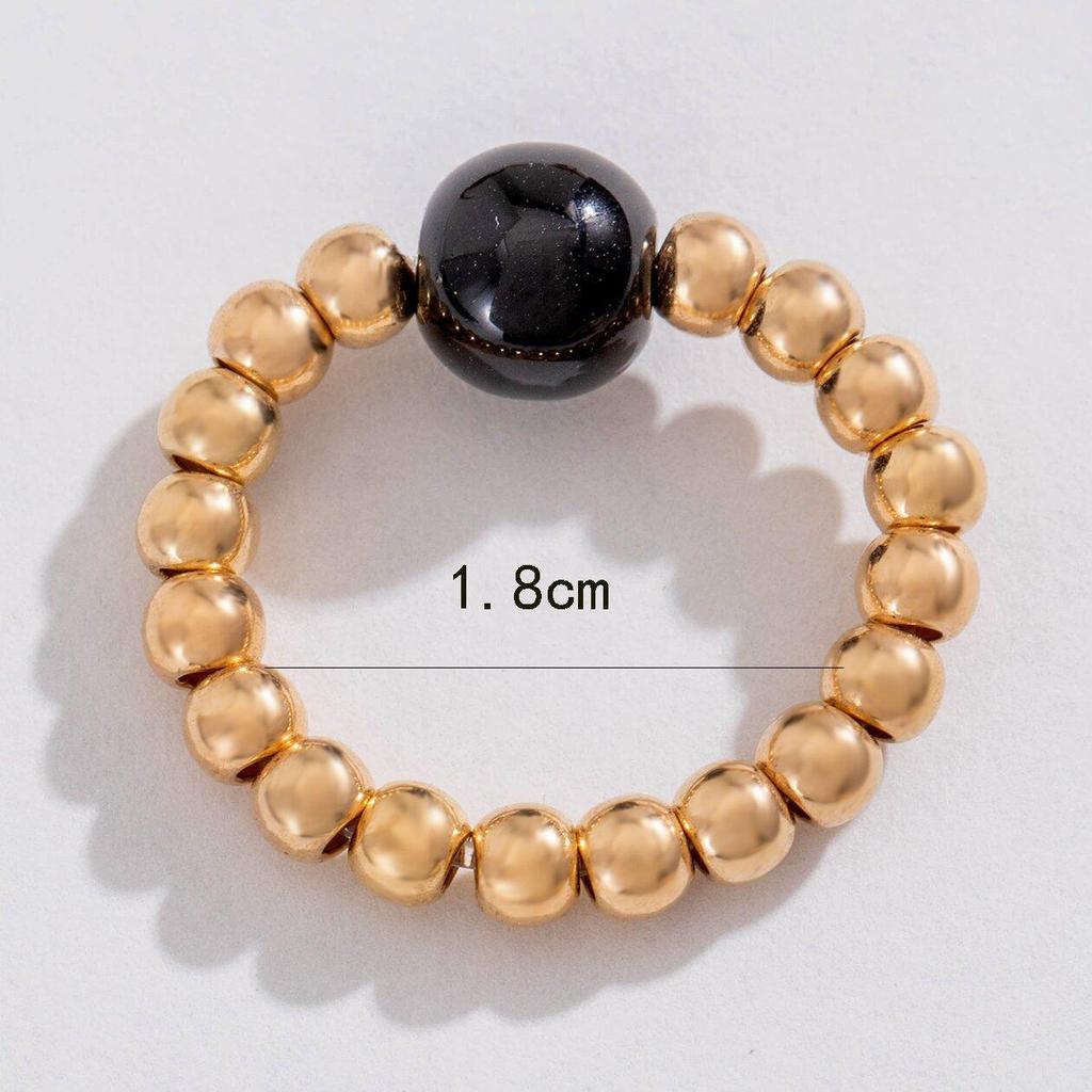 French Style Niche Versatile Bead Index Finger Ring Women's Jewelry Simple Design Imitation Pearl Single Ring Women
