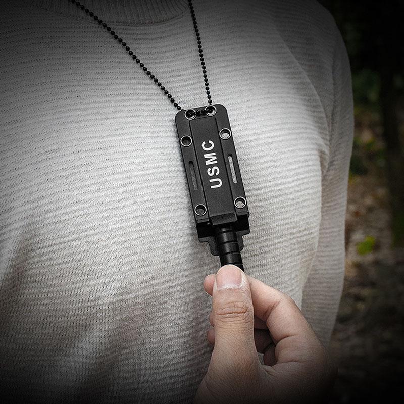 Survival Straight Knife Sawtooth Blade  Portable Mini Necklace Tactical Knife for  Hunting Camping with Scabbard