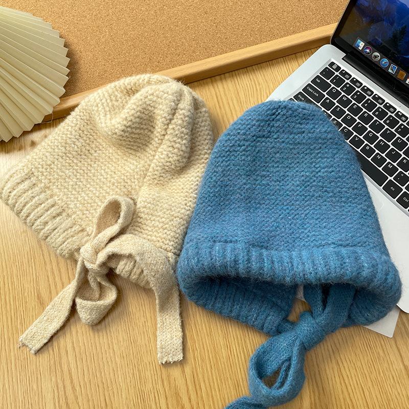 Balaclava Korean Style Bag Hat Autumn and Winter Warm Bag Head Ear Protection Hat Strap Knitted Wool Hat Pile Hat