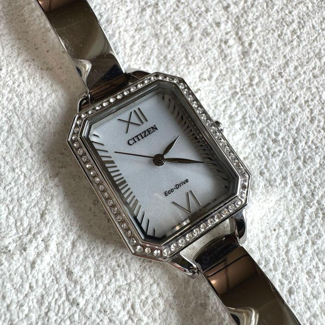 Used [In operation] CITIZEN Eco-Drive Square Crystal Watch