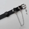 Punk Leather Belt Buckle Bracelet, Ins Alt Y2K Gothic Skull Chain Wrist Cuff