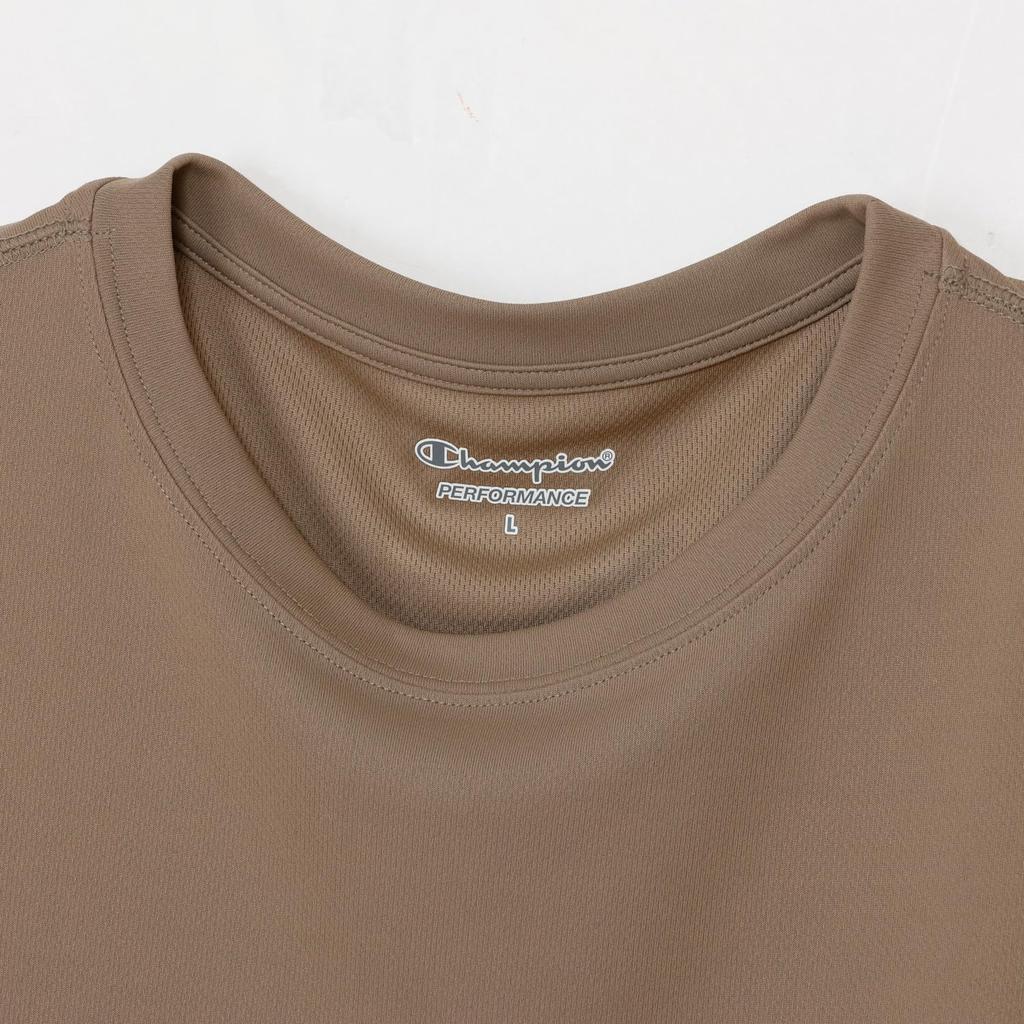 Champion Short Sleeve Round Odor UV Logo Men's T-Shirt, C3-CS350Z, Greige, Neck, Antibacterial, Resistant, Quick-Drying, Protection, One-Point