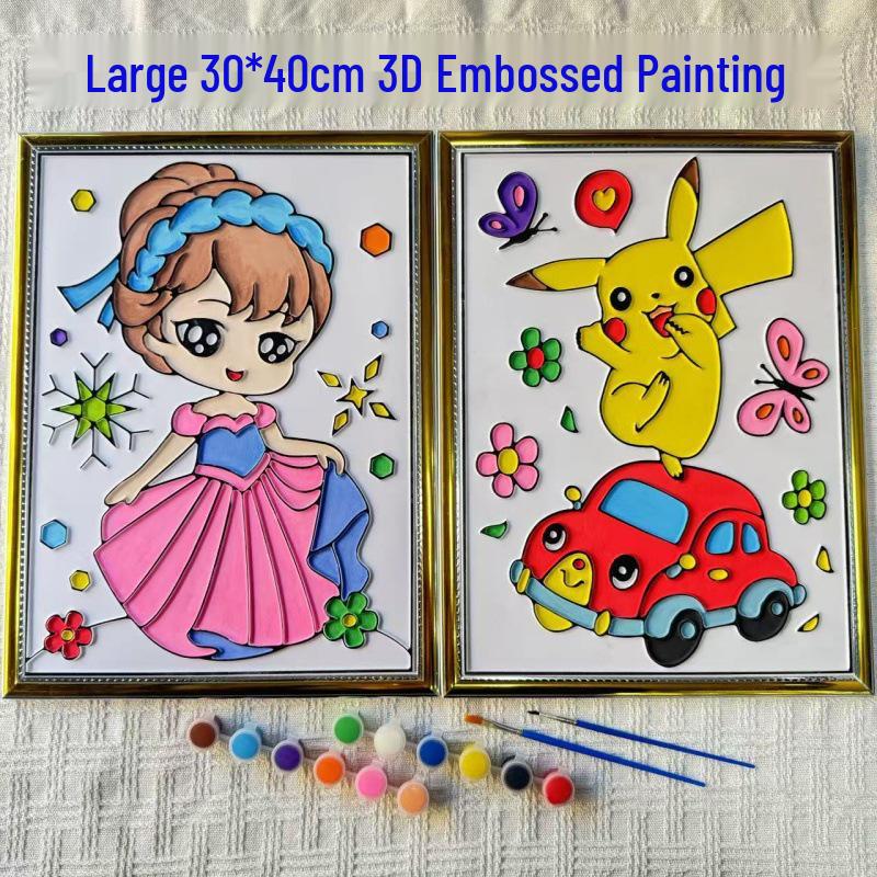 DIY 3D Embossed Graffiti Painting Set for Kids with Folding Easel