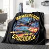 Bombardiro Crocodilo Adventure Flannel Blanket Super Soft Warm Cozy Blanket For Sofa Bed Office Travel Allseason Home Decor Gift