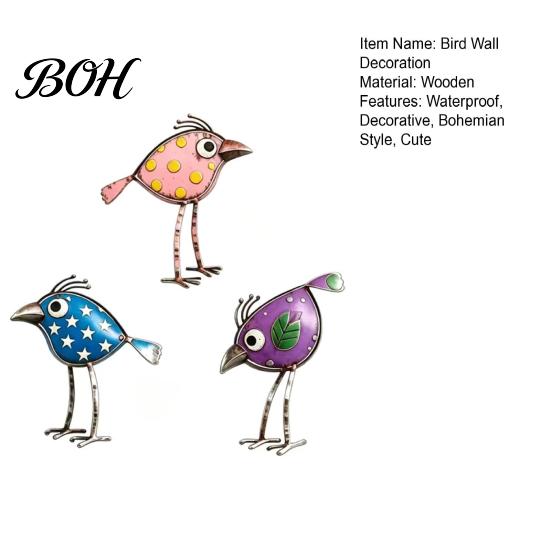 Durable Outdoor Wood Art 3Pcs Wooden Birds Wall Decor, Distressed Bird Hangings, Funny Long Leg Cute Sculpture Sculpture, Boho Farmhouse Decorations