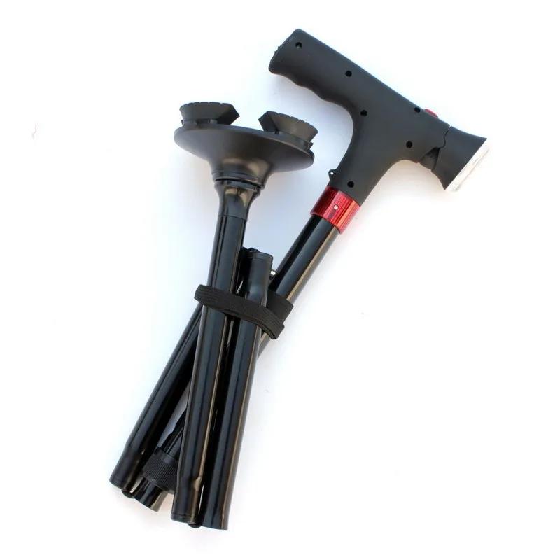 

Multifunctional Folding Cane Portable Smart Four-base LED Light Alarm Function Lighting Anti-slip Cane for The Elderly Hiking
