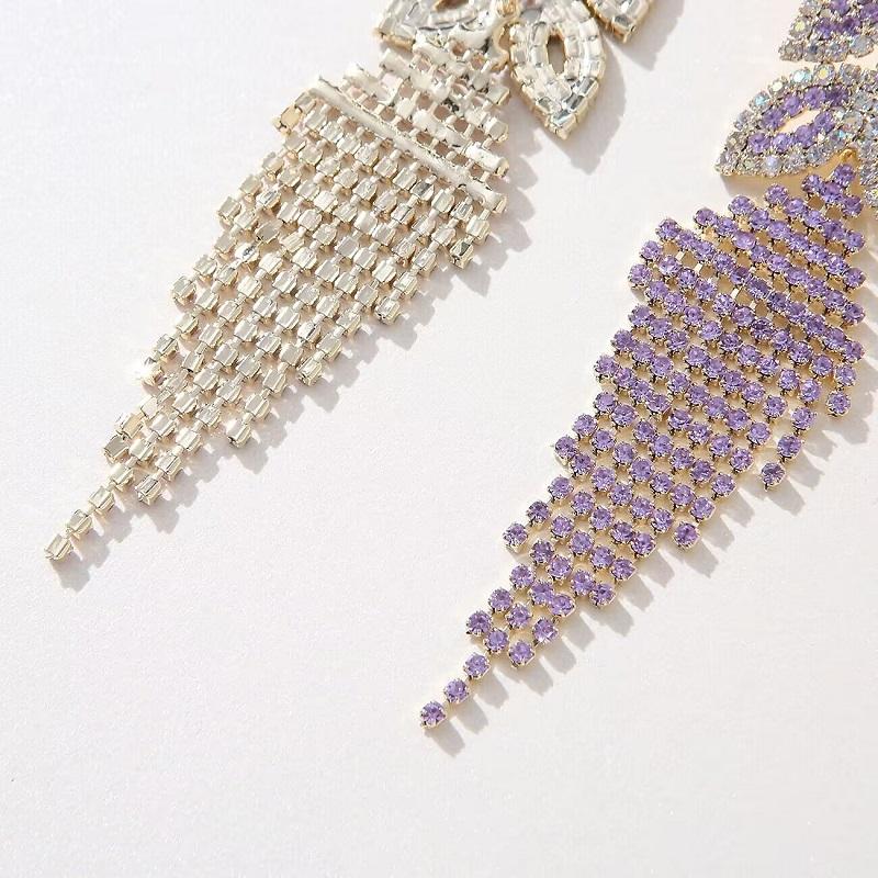 Exquisite Opal Flower Earrings For Women Rhinestone Long Tassel Zircon Earring Girls Wedding Party Temperament