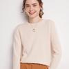 Women's Plus Size 100% Wool Thickened Round Neck Sweater - Winter Solid Color Pullover