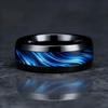 Blaue Abalone-Muschel-Einlagenringe für Herren, 8 mm Schwarze Gebürstete Edelstahlringe für Herren, Ehering Schmuck Geschenk