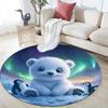 Polar Bear Round Area Rug,Carpet Rug for Living Room Bedroom Sofa Playroom Decor,Non-slip Floor Mat