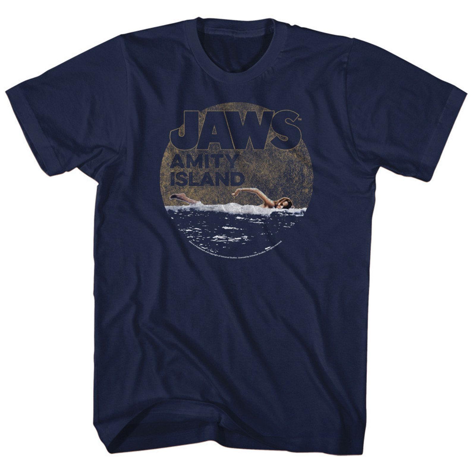Jaws Late Swim Navy Adult T-Shirt XL