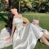 French Niche Dress, Women Can Usually Wear Fairy Dresses, Bow Ties, One-word Neck Tube Top, Photo Long Dress