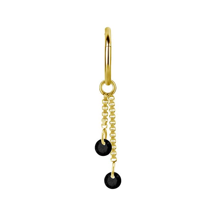 Charm Chain With Black Zircons - Gold - D-071 20 Mm