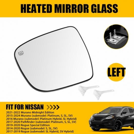 Exterior Heated Mirror Glass Driver Side for Nissan Rogue Murano Pathfinder N