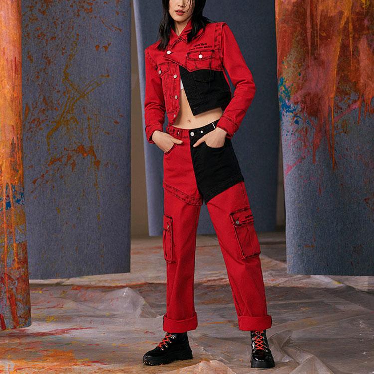 Levis X Feng Chen Wang Casual Denim Jacket Women Jackets Red A1054-0000