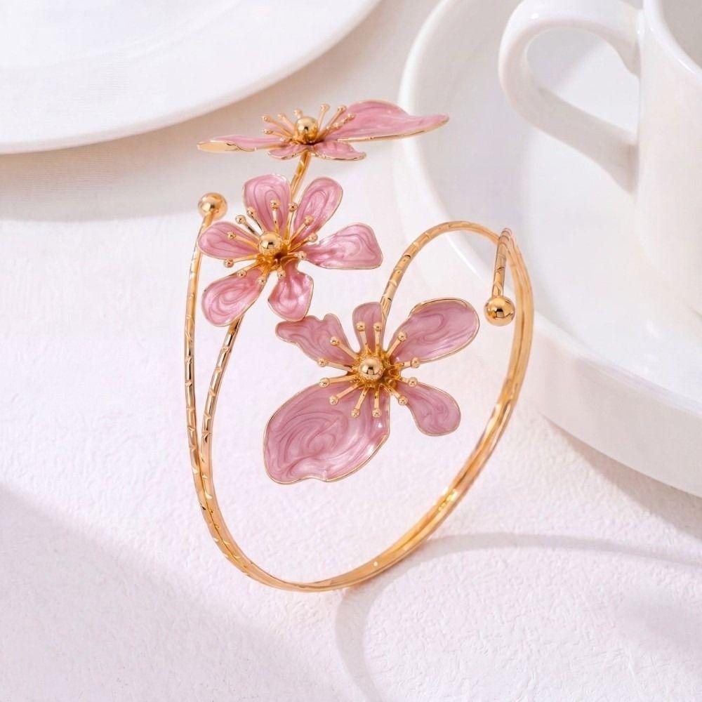 Retro Blumenarmband Verstellbares Florales Armband Modeaccessoires Offener Armreif Party
