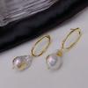 Unique gold foil design natural wrinkle Edison pearl earrings light luxury ear jewelry 2024 tide foreign gas stud earrings