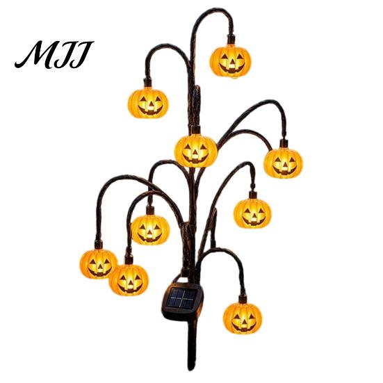 Garden Gifts for Halloween Solar Tree Stump Light, Powered Stake Twinkling Light Black Cat Porch Accents with Ghost Pumpkin Ornaments, Vintage Glowing