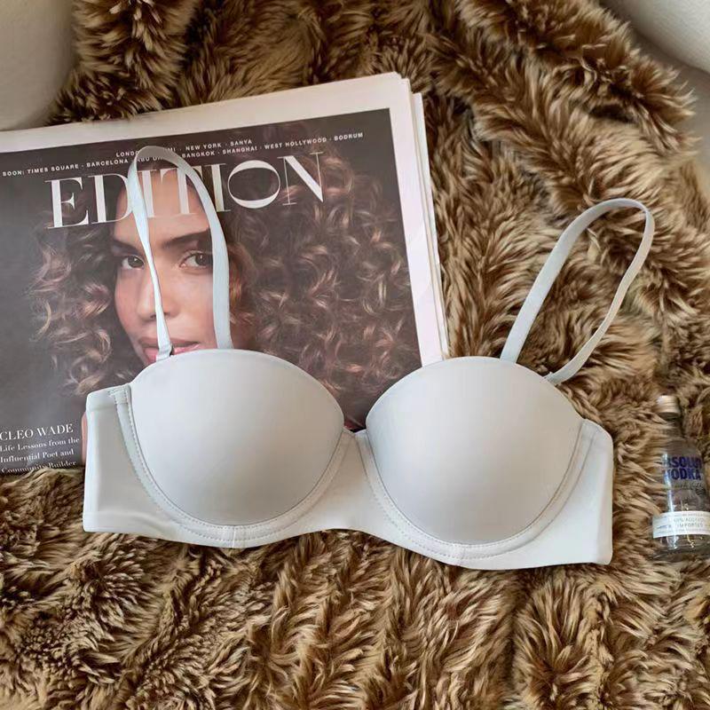 Seamless Half Cup Women's Underwear: Small Chest, Gathered, Sexy, Steel Ring Support, Lightweight Top, Thick Bottom