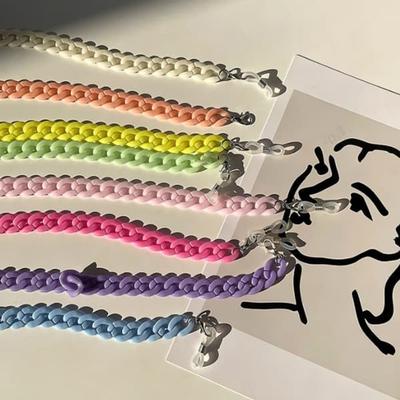 Damen Wellenkette Pastell Maskenkette Mehrlagige Halskette