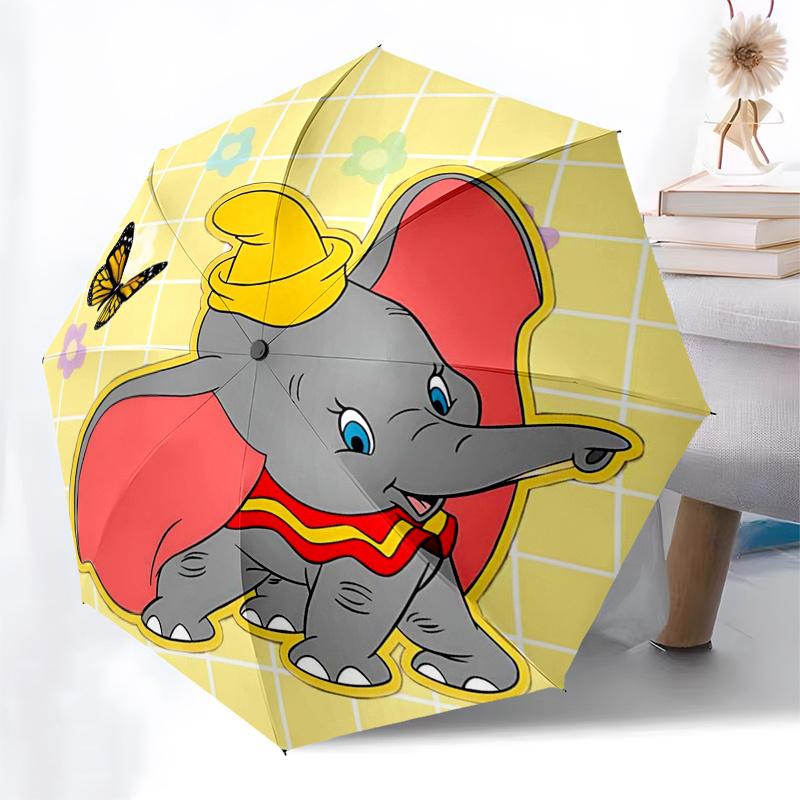 Dumbo Themed Travel Umbrella-8 Ribs Automatic Opening and Closing, Portable Folding Design, Compact and Stylish Umbrella Suitable for Outdoo