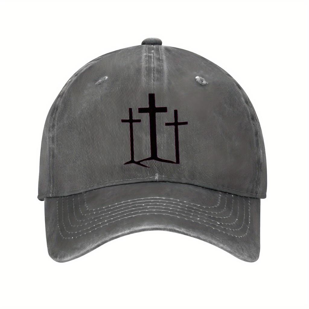 Three Crosses Print Cotton Baseball Cap Casual Adjustable Unisex Streetwear Hat for Adult