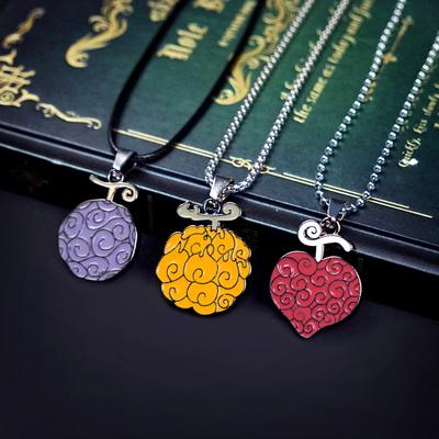 Anime Necklace for Women Men Metal Necklaces Ace Law Cursed Devil Fruit Jewelry Pendant Chains Choker Collares