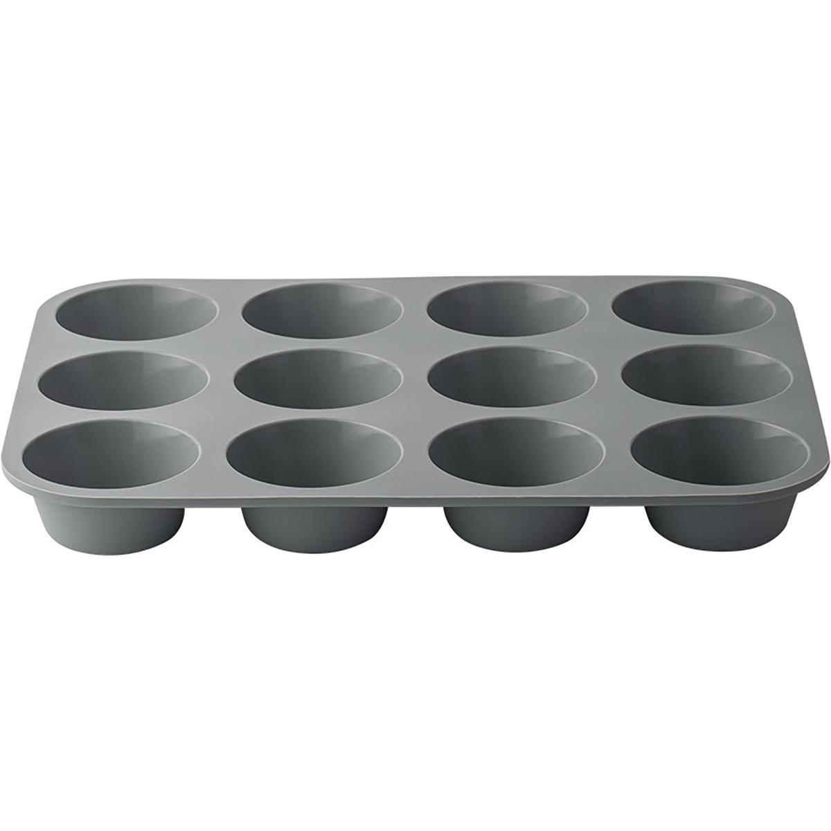 

1pc Silicone 12 Grid Round Hole Cake Mold Mafen Cake Baking Mold Household Kitchen Dim Sum Baking Tray Cake Baking Tools сірий