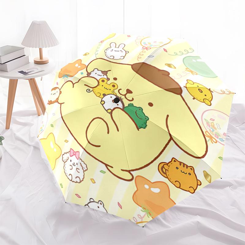 1pc Pompompurin Automatic Opening/Closing Umbrella with Star-Shaped Handle - Portable Folding Design, 8-Bone Iron Frame Outdoor Umbrella for Festive G