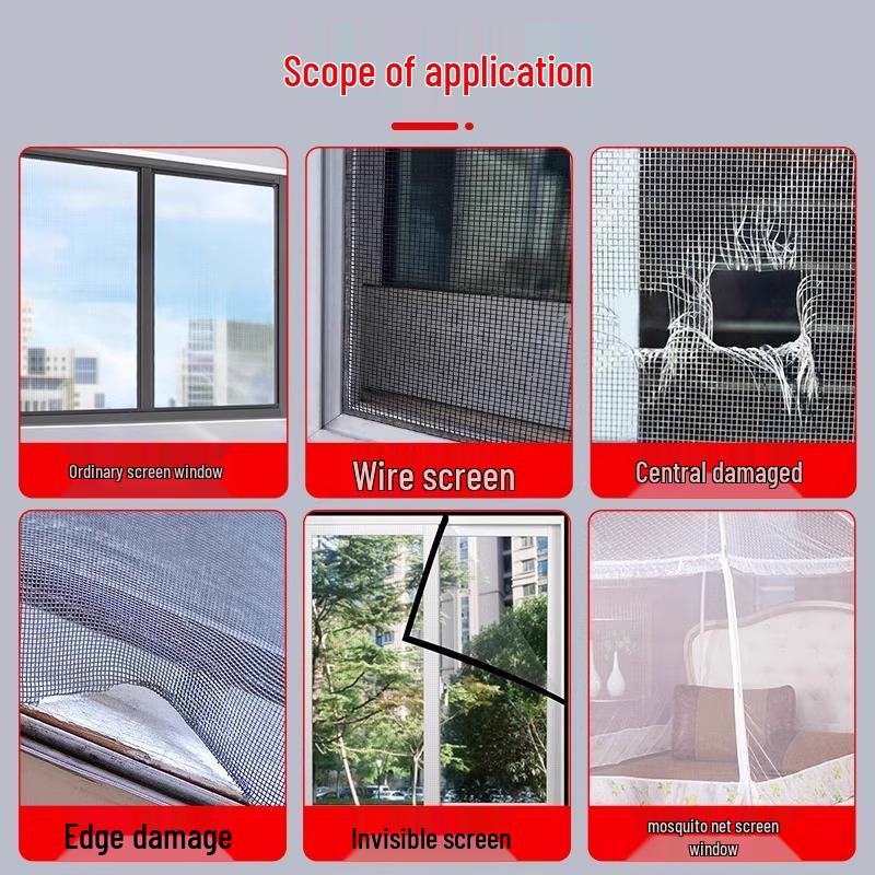 Mosquito & Insect Proof Screen Repair Patch - Self-Adhesive Mesh Sticker for Window Hole Repair.