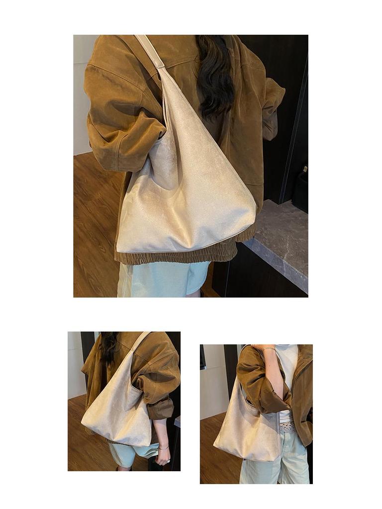 Women's Retro Velvet Shoulder Bag 2025: Large Capacity Autumn/Winter Tote, Bucket-Style Commute Bag