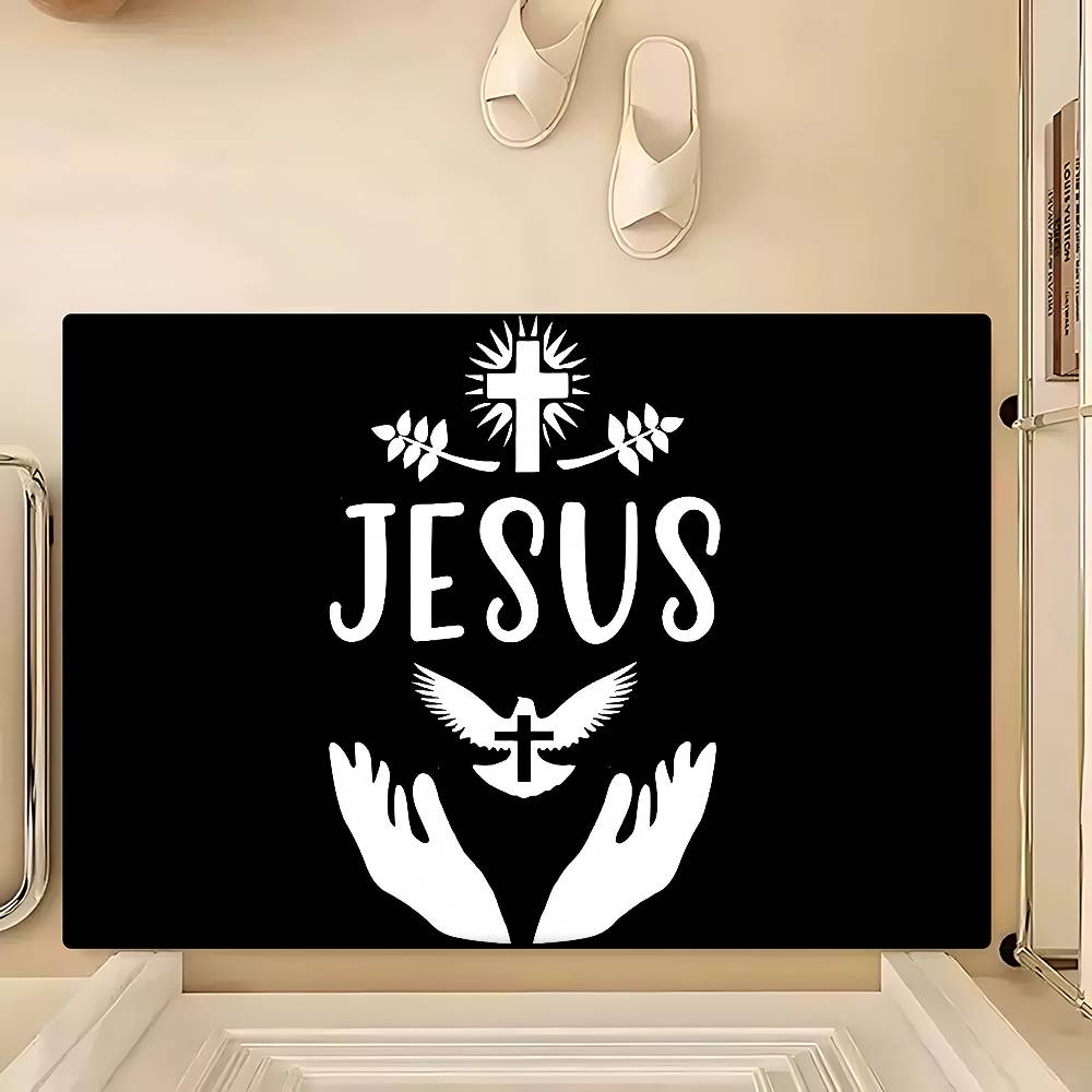 1 Piece Christian Jesus Bathroom Mat Kids Room Bedroom Decoration Balcony Anti-Slip Doormat Living Room Welcome Rug
