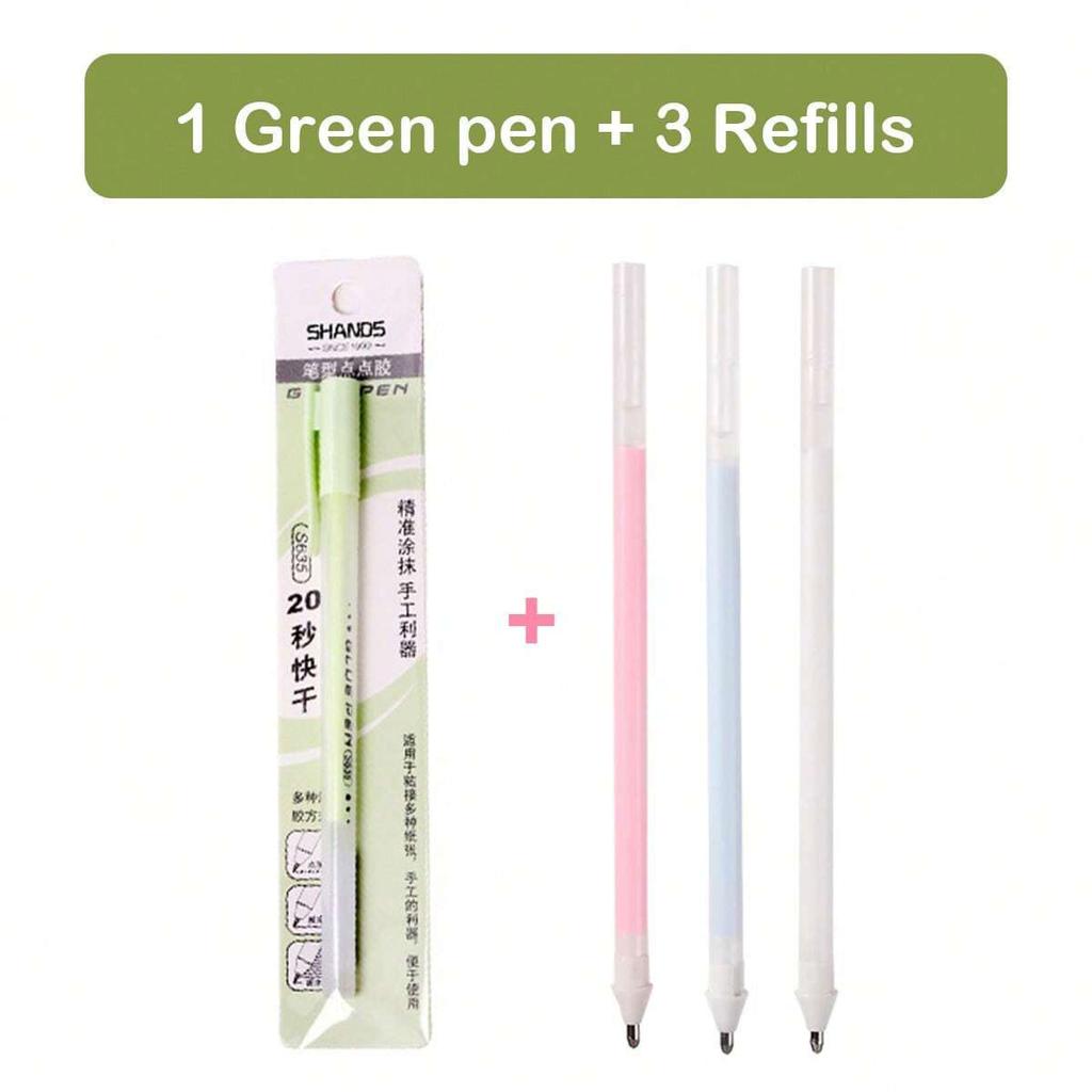 1+3Pcs Macaron Dispensing Pen Student Diy Hand Account Manual Quick-drying Glue Dispensing School Office Supplies Stationery