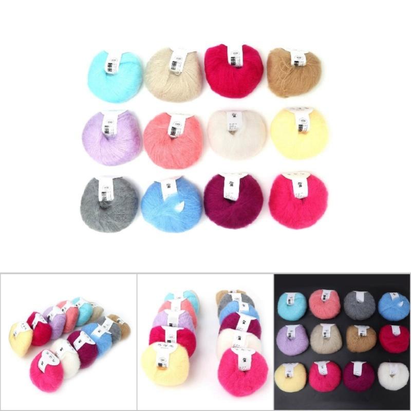 Popular Soft Mohair Pashm Knit Angora Long Wool Yarn (12 Colors A Set)
