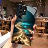 Pakrantės vaizdas stiklinis telefono dėklas, skirtas Samsung Galaxy S26 S25 S24 S22 S23 Ultra S21 S20 Plus 5G, neslystantis, pilnas dangtelis