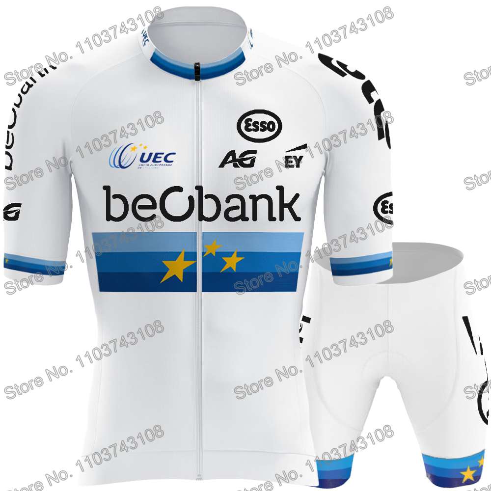 Belgium Team  European Champion Cycling Jersey Men's Set Summer Cycling Clothing Road Bike Shirt Suit MTB Bicycle Bib Shorts