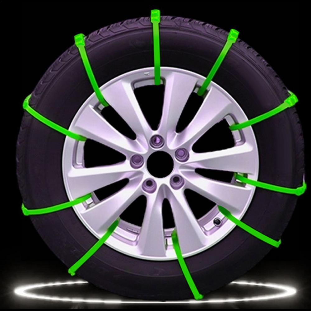10PCS Anti-Skid Snow Chains for Motorcycles Bicycles Winter Tire Wheels Non-slip Cable Ties Motorbike Emergency Tire Chain Tool