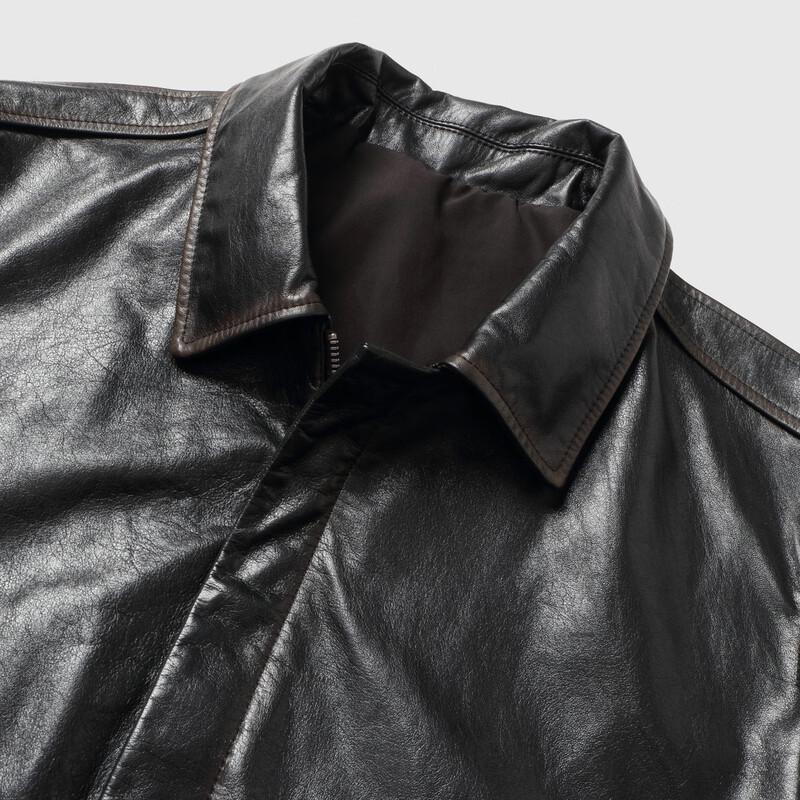 FIRS Men's Top Layer Cowhide Leather Lapel Jacket