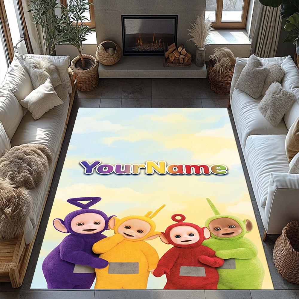 Teletubbies Customized Name Carpet Suitable for Entryway Decorate room Outdoor Game Room Antislip Carpet Decorate Offices Gift for Festivals