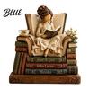Bookish Gifts for Women Wooden Reading Girl Figurine Book Lovers, Personalized Desktop Bookshelf Decor with Ornaments Stacked Design Home Library