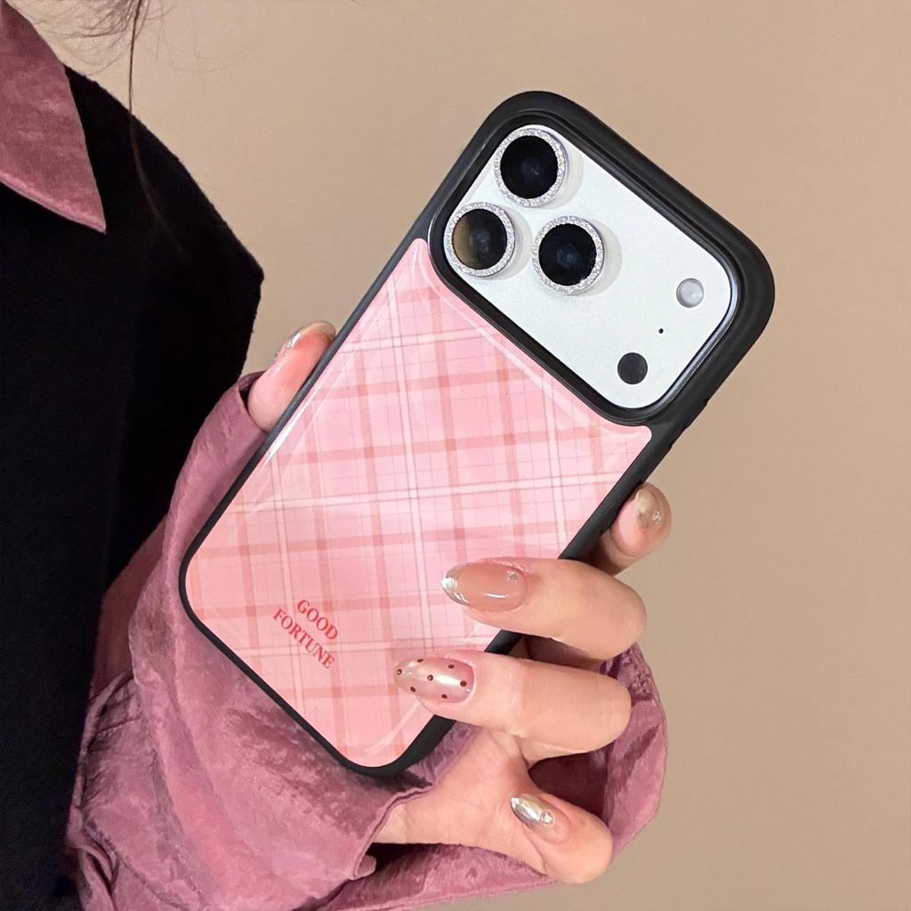 Funda para teléfono con estampado de cuadros rosas para iPhone 16, iPhone 17 y iPhone 17 Pro Max