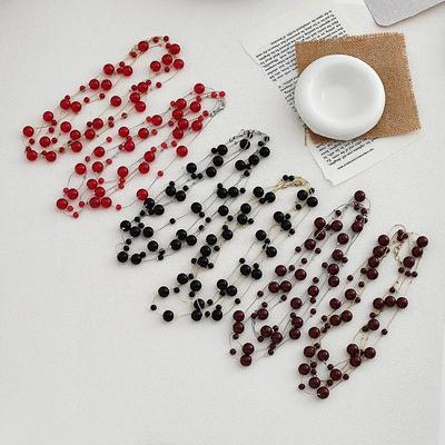 170cm Wielokolorowy Perłowy Długi Naszyjnik Łańcuszek do Swetra (NL012)