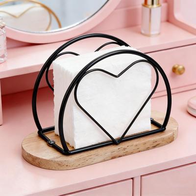 Napkin Holder for Table Iron Wooden Base Bar Decor Dinner Napkin Holder Desk Decor for Home Bedroom Living Room Bathroom Shelf