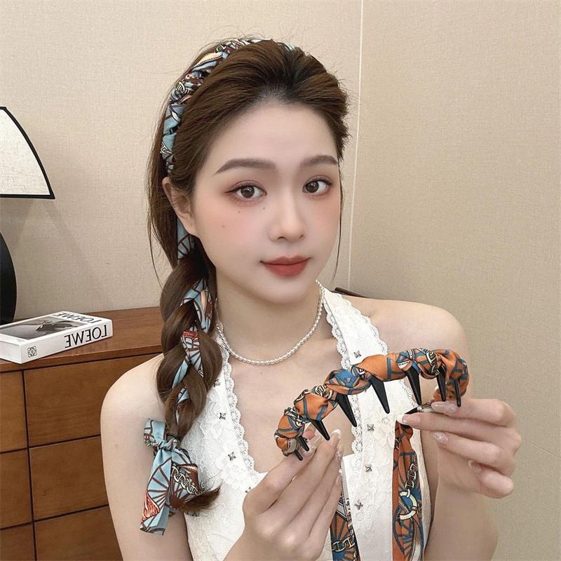 Ribbon Comb Headband, Vintage Wave Headband With Floral Ribbon & Comb - Reversible High Crown Effect Hairband
