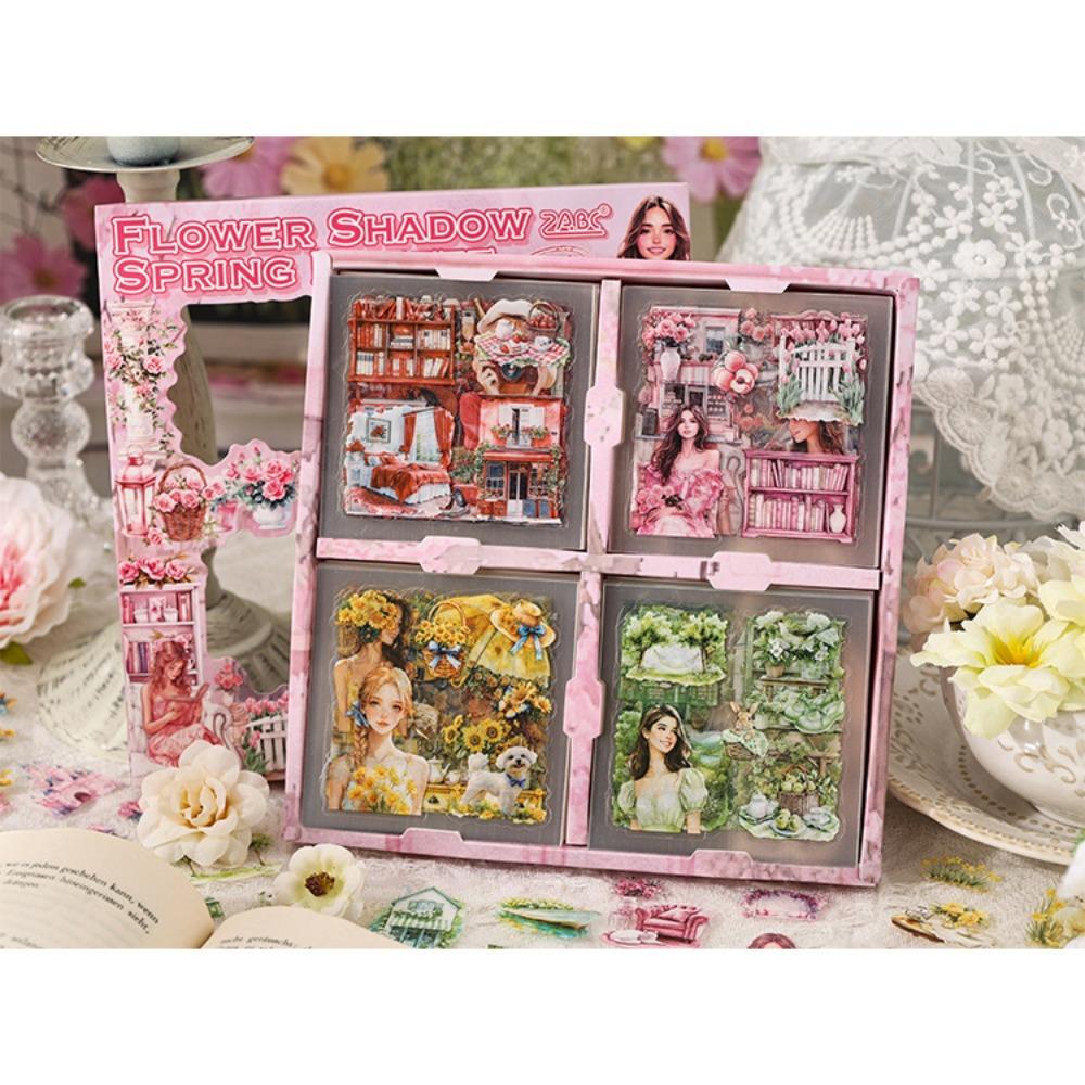 100 stk Fire årstider DIY Scrapbook-klistremerker Håndlaget journaldekor Blomstertema-klistremerker Collage