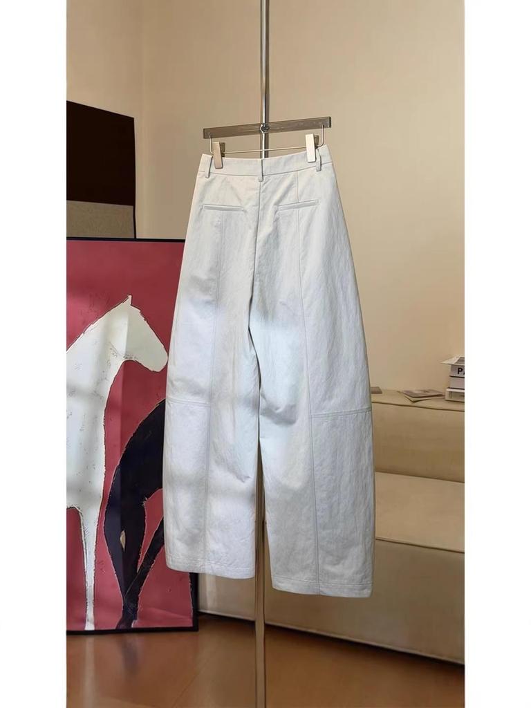 Women's Dark Blue Wide-Leg High-Waisted Scimitar Pants - 2026 Spring/Summer Fashion, Casual and Versatile Nezha Style.