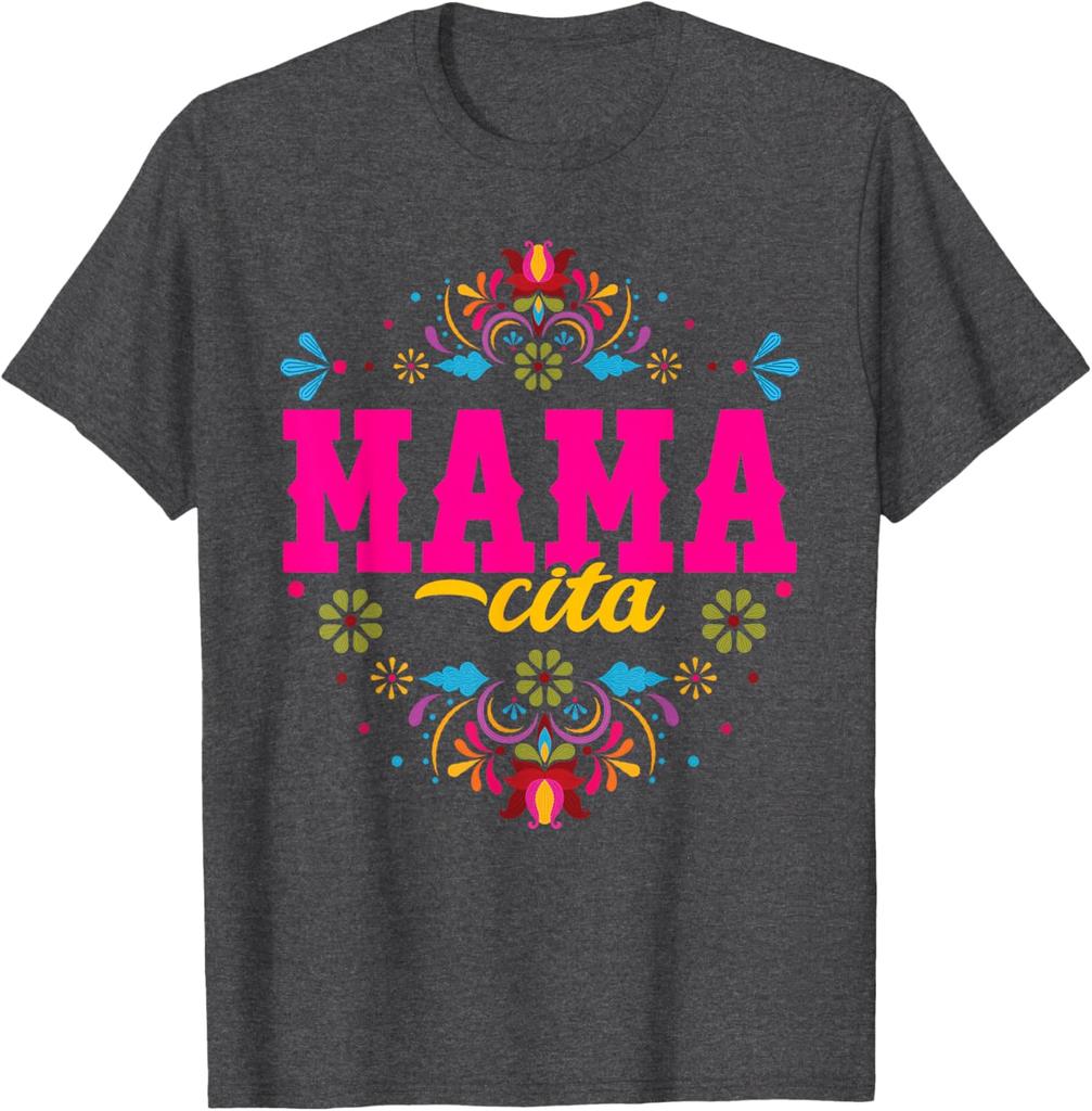 Mamacita Fiesta Floral Graphic Tee Shirt Mother's Day Birthday Gift Casual Crewneck