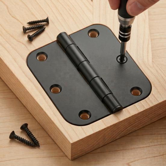 1/5Pcs Rounded Matte Black Door Hinges Flat Iron Bifold Residential Standard Bedroom Indoor House Door Hardware Essentials Accessories
